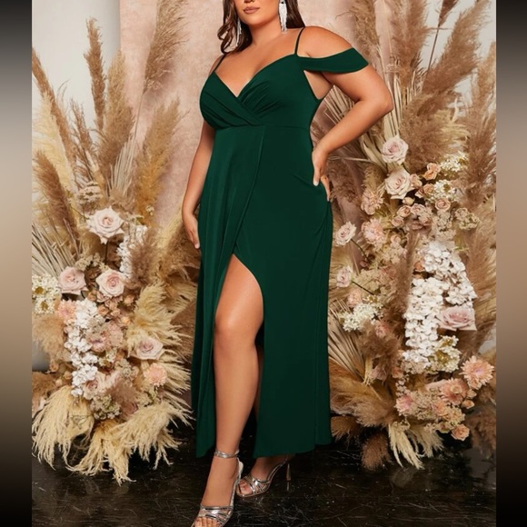 Luxe plus size cold shoulder party formal evening gown dress - Picture 5 of 7